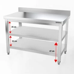Edelstahl Arbeitstisch PREMIUM - 1200x600mm - Mit Grundboden & Aufkantung 16 Edelstahl Arbeitstisch PREMIUM - 1200x600mm - Mit Grundboden & Aufkantung -Berühmter Küchengeräte Laden 127a hoehe2 65d4