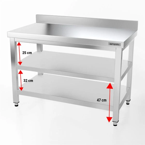 Edelstahl Arbeitstisch PREMIUM - 1200x600mm - Mit Grundboden & Aufkantung 6 Edelstahl Arbeitstisch PREMIUM - 1200x600mm - Mit Grundboden & Aufkantung - Image 4