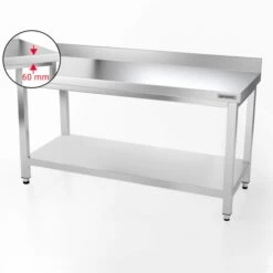 Edelstahl Arbeitstisch PREMIUM - 1600x800mm - Mit Grundboden & Aufkantung -Berühmter Küchengeräte Laden 167a icon 8bba 1