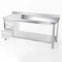 Edelstahl Arbeitstisch PREMIUM - 1800x800mm - Mit Grundboden & Aufkantung -Berühmter Küchengeräte Laden 187a 2s 39cb