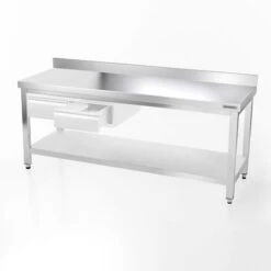 Edelstahl Arbeitstisch PREMIUM - 2000x800mm - Mit Grundboden & Aufkantung -Berühmter Küchengeräte Laden 207a sk 831f