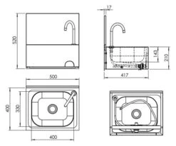 Handwaschbecken 500x400mm Mit Mischbatterie (Kalt- & Warmwasseranschluss) -Berühmter Küchengeräte Laden 636846180168053093 71fc