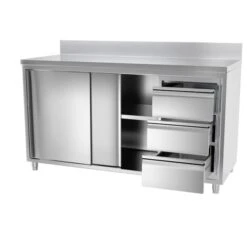 Edelstahl Arbeitsschrank PREMIUM - 1600x600mm - Mit 3 Schubladen Rechts & Aufkantung -Berühmter Küchengeräte Laden 636846188417033381 093c 1