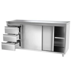 Edelstahl Arbeitsschrank PREMIUM - 2000x600mm - Mit 3 Schubladen Links Ohne Aufkantung -Berühmter Küchengeräte Laden 636846188465499168 edad 3