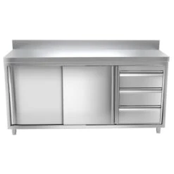 Edelstahl Arbeitsschrank PREMIUM - 1800x600mm - Mit 3 Schubladen Rechts & Aufkantung -Berühmter Küchengeräte Laden 636846188488807368 279c 1