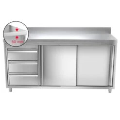 Edelstahl Arbeitsschrank PREMIUM - 2000x700mm - Mit 3 Schubladen Links & Aufkantung -Berühmter Küchengeräte Laden 636846188571963551 5bdf