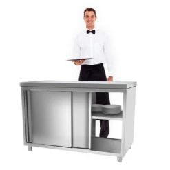 Edelstahl Arbeitsschrank PREMIUM Mit Durchreiche - 1,2 M -Berühmter Küchengeräte Laden 636846201398013129 2958