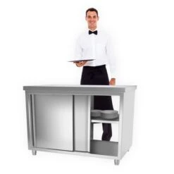 Edelstahl Arbeitsschrank PREMIUM Mit Durchreiche - 1,0 M -Berühmter Küchengeräte Laden 636846201451396080 bc5b