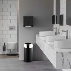 Abfallbehälter Für Innen & Außen - 40 Liter - Schwarz/Chrome -Berühmter Küchengeräte Laden AB40DS room 21b1