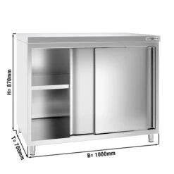Edelstahl Arbeitsschrank PREMIUM - 1000x700mm - Mit Schiebetür Ohne Aufkantung