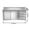 Edelstahl Arbeitsschrank PREMIUM - 1800x600mm - Mit 3 Schubladen Rechts & Aufkantung -Berühmter Küchengeräte Laden ASK186R3A masse2 91c1