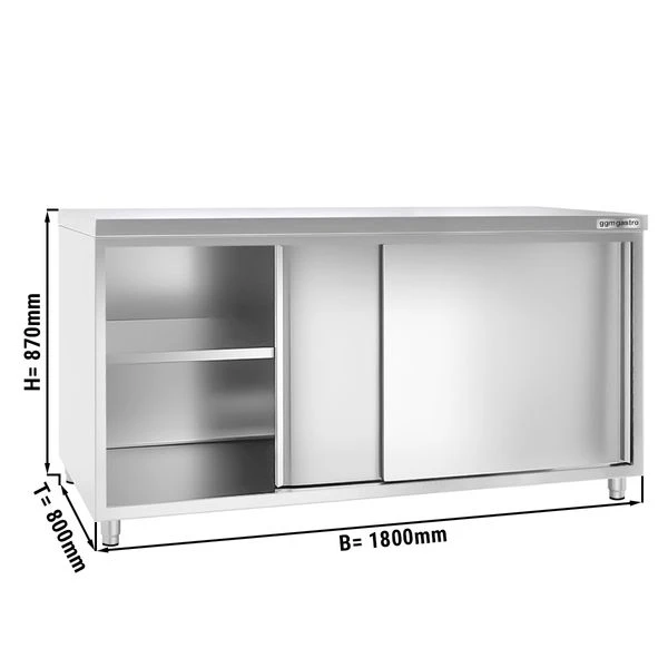 Edelstahl Arbeitsschrank PREMIUM - 1800x800mm - Mit Schiebetür Ohne Aufkantung 3 Edelstahl Arbeitsschrank PREMIUM - 1800x800mm - Mit Schiebetür Ohne Aufkantung