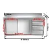 Edelstahl Arbeitsschrank PREMIUM - 2000x700mm - Mit 3 Schubladen Rechts & Aufkantung -Berühmter Küchengeräte Laden ASK207R3A masse 6b80