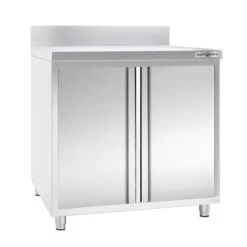 Edelstahl Arbeitsschrank PREMIUM - 800x700mm - Mit Flügeltür & Aufkantung -Berühmter Küchengeräte Laden ASK86A 4119 1