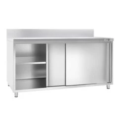 Edelstahl Arbeitsschrank PREMIUM - 2000x600mm - Mit Schiebetür & Aufkantung -Berühmter Küchengeräte Laden ASK 206A ebe4