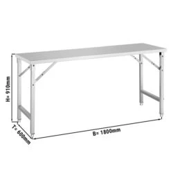 Edelstahl Arbeitstisch - Klappbar - 1800x600mm
