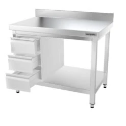 Edelstahl Arbeitstisch PREMIUM - 1000x700mm - Mit Grundboden & Aufkantung -Berühmter Küchengeräte Laden ATK107A 008 14e6