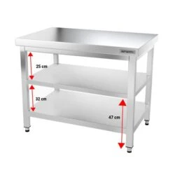 Edelstahl Arbeitstisch PREMIUM - 1000x800mm - Mit Grundboden Ohne Aufkantung -Berühmter Küchengeräte Laden ATK108 005 380b