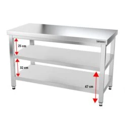 Edelstahl Arbeitstisch PREMIUM - 1200x600mm - Mit Grundboden Ohne Aufkantung -Berühmter Küchengeräte Laden ATK126 005 40ad
