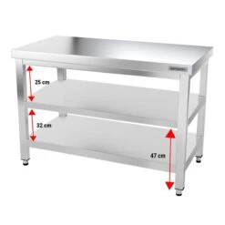 Edelstahl Arbeitstisch PREMIUM - 1200x700mm - Mit Grundboden Ohne Aufkantung -Berühmter Küchengeräte Laden ATK127 004 a025