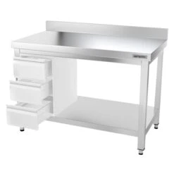 Edelstahl Arbeitstisch PREMIUM - 1200x800mm - Mit Grundboden & Aufkantung -Berühmter Küchengeräte Laden ATK128A 009 419e