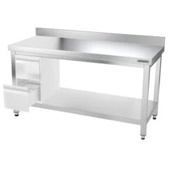 Edelstahl Arbeitstisch PREMIUM - 1400x600mm - Mit Grundboden & Aufkantung -Berühmter Küchengeräte Laden ATK146A 005 66c5