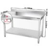 Edelstahl Arbeitstisch PREMIUM - 1400x800mm - Mit Grundboden & Aufkantung -Berühmter Küchengeräte Laden ATK148A 001 masse 6257