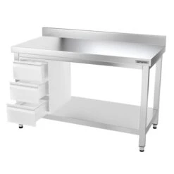 Edelstahl Arbeitstisch PREMIUM - 1400x800mm - Mit Grundboden & Aufkantung -Berühmter Küchengeräte Laden ATK148A 008 9ec3