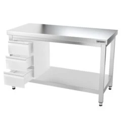 Edelstahl Arbeitstisch PREMIUM - 1400x800mm - Mit Grundboden Ohne Aufkantung -Berühmter Küchengeräte Laden ATK148 009 6f2f