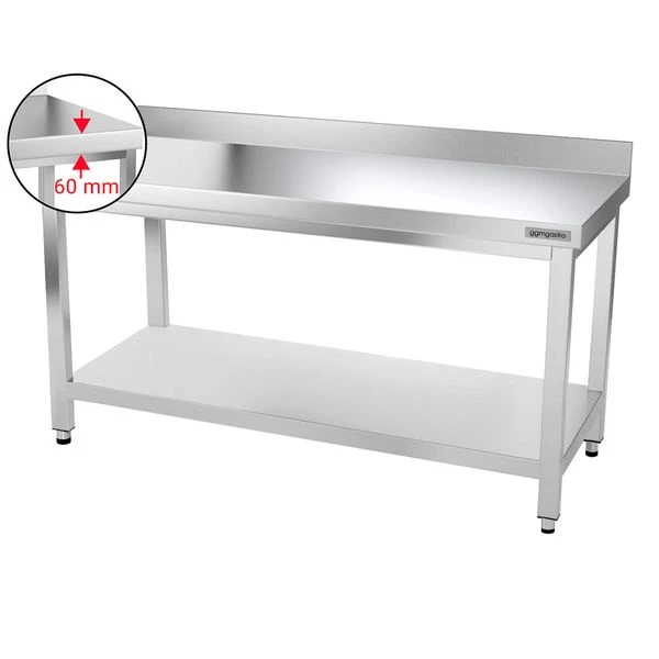 Edelstahl Arbeitstisch PREMIUM - 1500x700mm - Mit Grundboden & Aufkantung 4 Edelstahl Arbeitstisch PREMIUM - 1500x700mm - Mit Grundboden & Aufkantung - Image 2