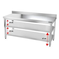 Edelstahl Arbeitstisch PREMIUM - 1800x700mm - Mit Grundboden & Aufkantung -Berühmter Küchengeräte Laden ATK187A 004 0296