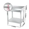 Edelstahl Arbeitstisch PREMIUM - 600x600mm - Mit Grundboden & Aufkantung Hinten + Rechts -Berühmter Küchengeräte Laden ATK66AA 001 masse d6b2