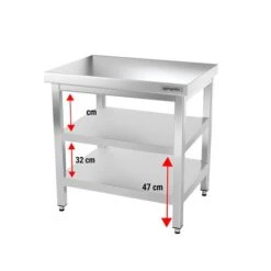 Edelstahl Arbeitstisch PREMIUM - 800x700mm - Mit Grundboden Ohne Aufkantung -Berühmter Küchengeräte Laden ATK87 003 d372 1