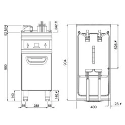 Elektro Fritteuse - 22 Liter - 22 KW - Mit Automatischer Korbanhebung & Ölfiltersystem -Berühmter Küchengeräte Laden EFEKALB22 drawing 9765