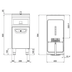 Elektro Fritteuse - 22 Liter - 22 KW - Mit Ölfiltersystem -Berühmter Küchengeräte Laden EFEKB22 drawing 99d1