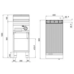Elektro Bratplatte - 5,7 KW - Gerillt -Berühmter Küchengeräte Laden EGB499MG drawing 3a18