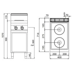 Elektroherd - 5,2 KW - 2 Platten Rund 10 Elektroherd - 5,2 KW - 2 Platten Rund -Berühmter Küchengeräte Laden EHB479E drawing 9196