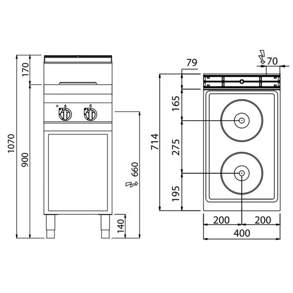 Elektroherd - 5,2 KW - 2 Platten Rund 5 Elektroherd - 5,2 KW - 2 Platten Rund - Image 3