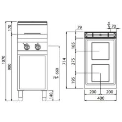Elektroherd - 5,2 KW - 2 Platten Eckig -Berühmter Küchengeräte Laden EHB479H drawing 5cb8