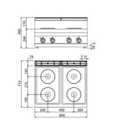 Elektroherd - 10,4 KW - 4 Platten Rund -Berühmter Küchengeräte Laden EHB873E drawing 57a3
