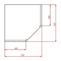 Edelstahl Eck - Wandhängeschrank - 700x400mm - Mit Flügeltür - Höhe: 650mm -Berühmter Küchengeräte Laden EHR77 drawing 2 6d3e