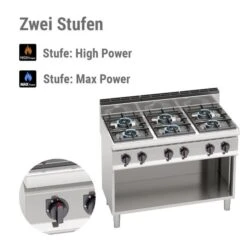 Gasherd - 42 KW - 6 Brenner -Berühmter Küchengeräte Laden GHB171P 4 00c8