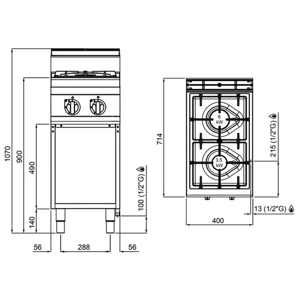 Gasherd - 9,5 KW - 2 Brenner 7 Gasherd - 9,5 KW - 2 Brenner - Image 5
