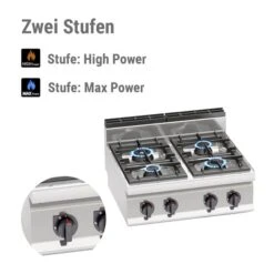 Gasherd - 28 KW - 4 Brenner -Berühmter Küchengeräte Laden GHB874P stufen2 2b97