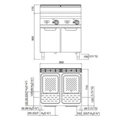 Gas Nudelkocher - 60 Liter - 20 KW -Berühmter Küchengeräte Laden GNB879E drawing 9279