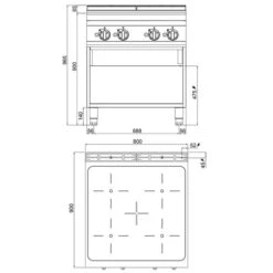 Induktionsherd - 20 KW - 4 Kochfelder -Berühmter Küchengeräte Laden IDB899 drawing 79d9