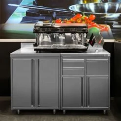 Kaffeebar-Arbeitsschrank - 800x600mm - 2 Flügeltüren & Aufkantung -Berühmter Küchengeräte Laden KASSEES CB 002 room 67ee 1