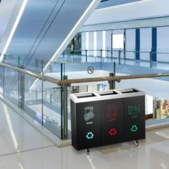 Mülltrennsystem Mit 3 Fächern - 4 Rollen - Edelstahl -Berühmter Küchengeräte Laden MTSD3S room 2d76