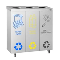 Mülltrennsystem Mit 3 Fächern - Mit Rollen - Edelstahl -Berühmter Küchengeräte Laden MTSD3 1 aad3