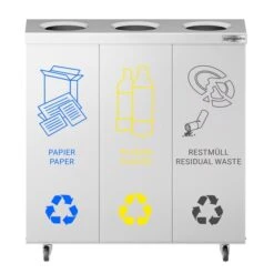 Mülltrennsystem Mit 3 Fächern - Mit Rollen - Edelstahl -Berühmter Küchengeräte Laden MTSD3 3 bb1e